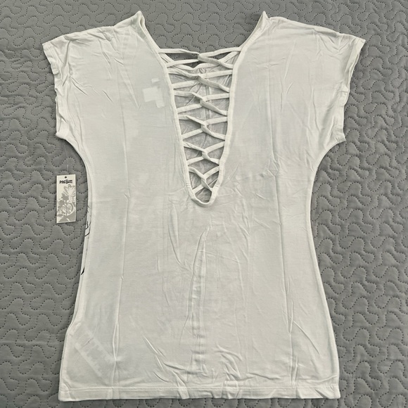 NWT Fox racing cross braided back top tee shirt xsmall floral roses - Picture 6 of 8